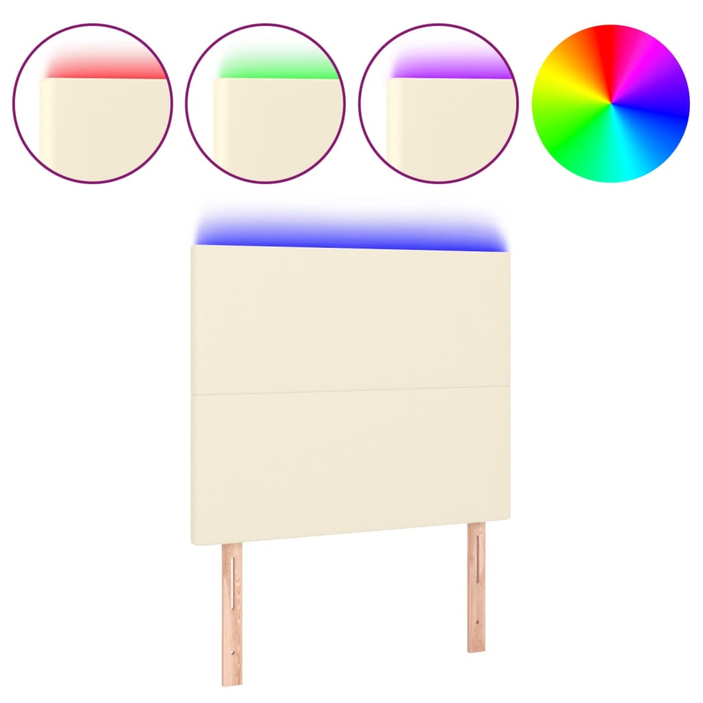 LED Kopfteil Creme 80x5x118/128 cm Kunstleder