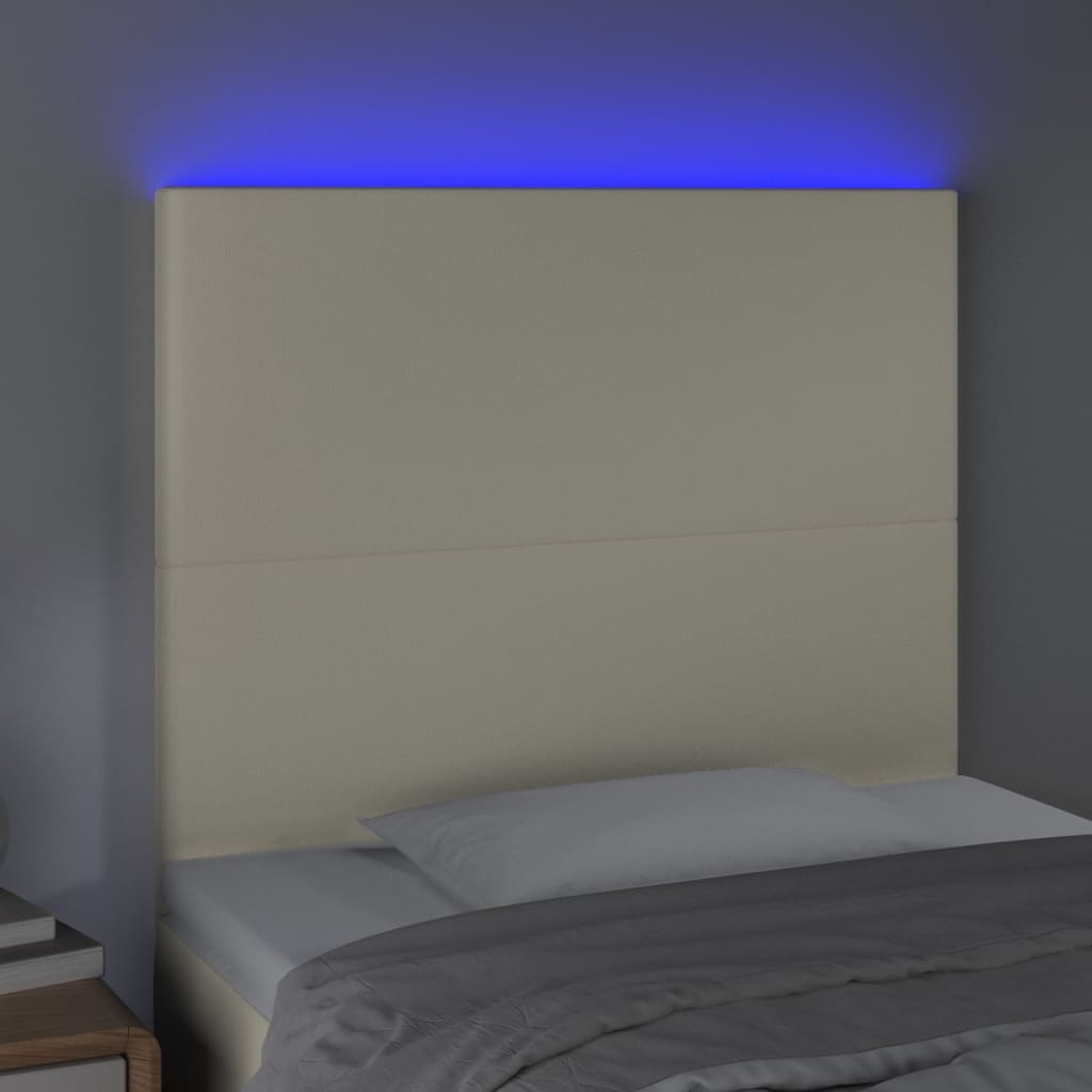 LED Kopfteil Creme 80x5x118/128 cm Kunstleder