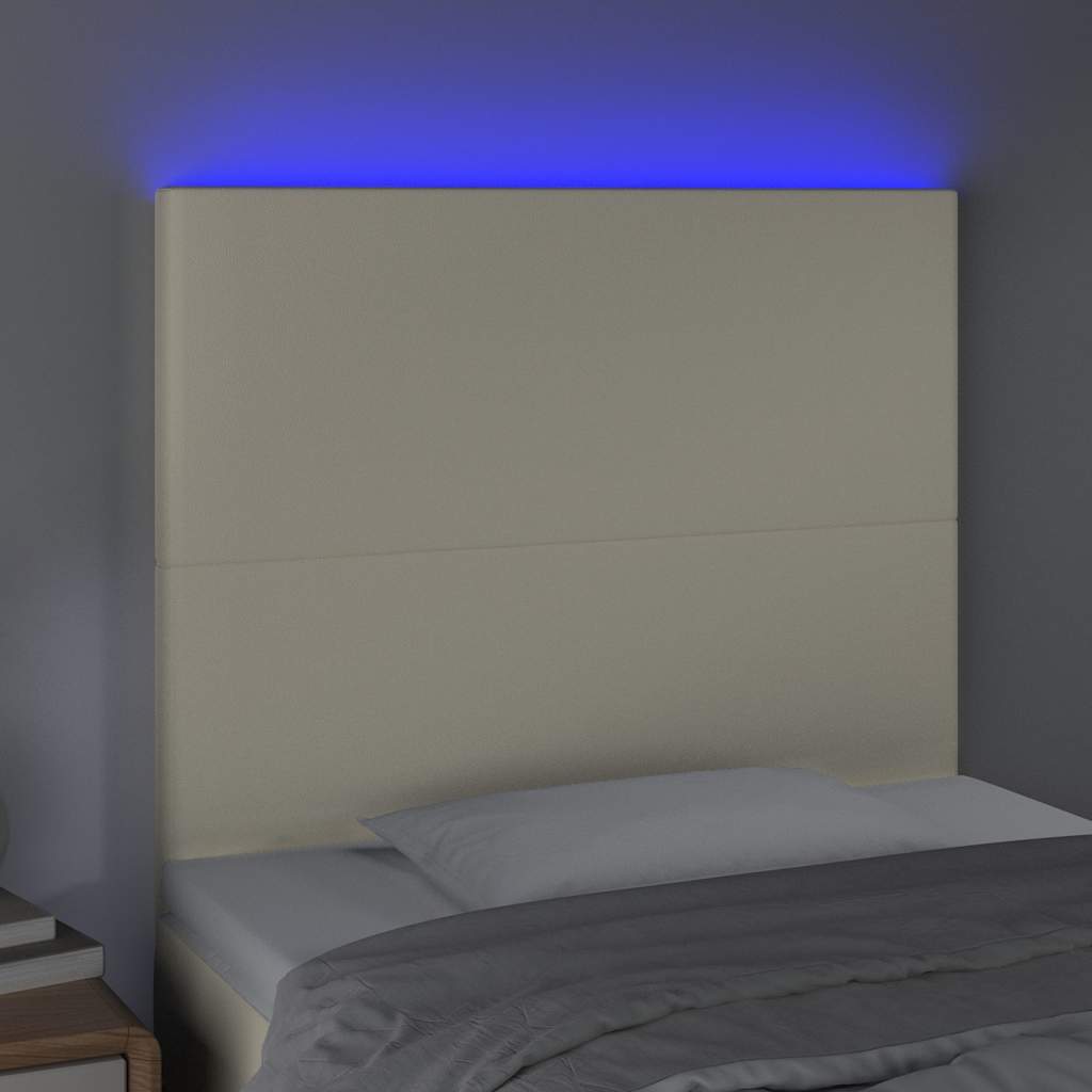 LED Kopfteil Creme 90x5x118/128 cm Kunstleder