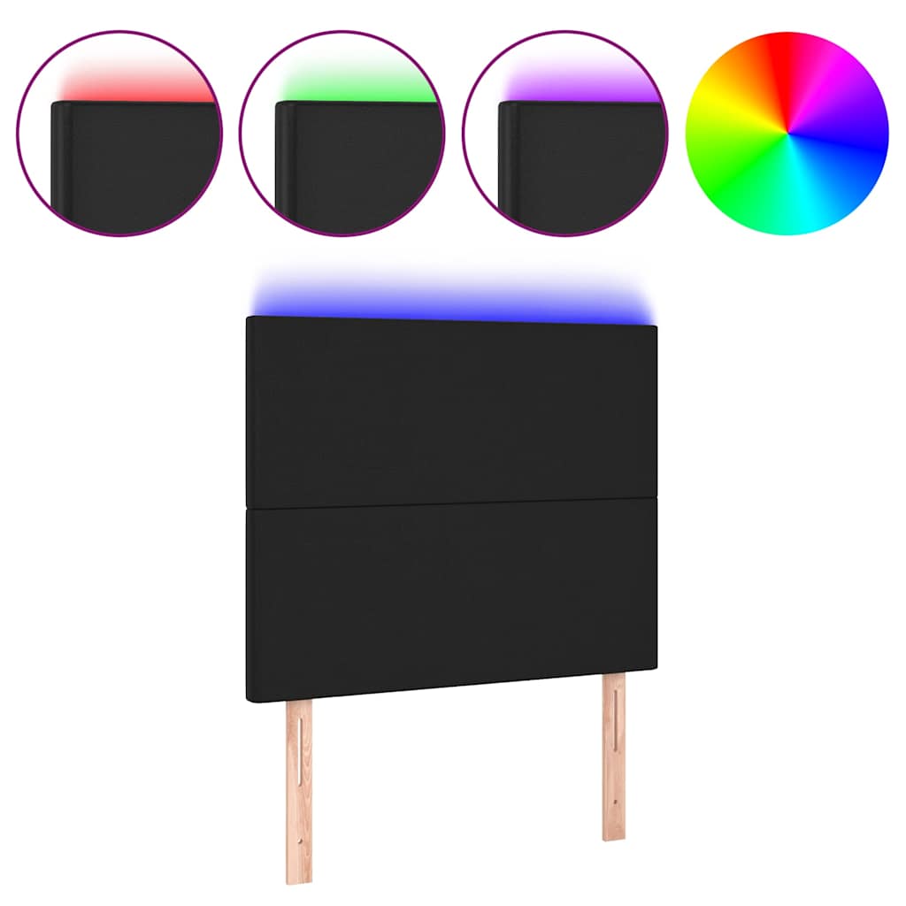 LED Kopfteil Schwarz 100x5x118/128 cm Kunstleder
