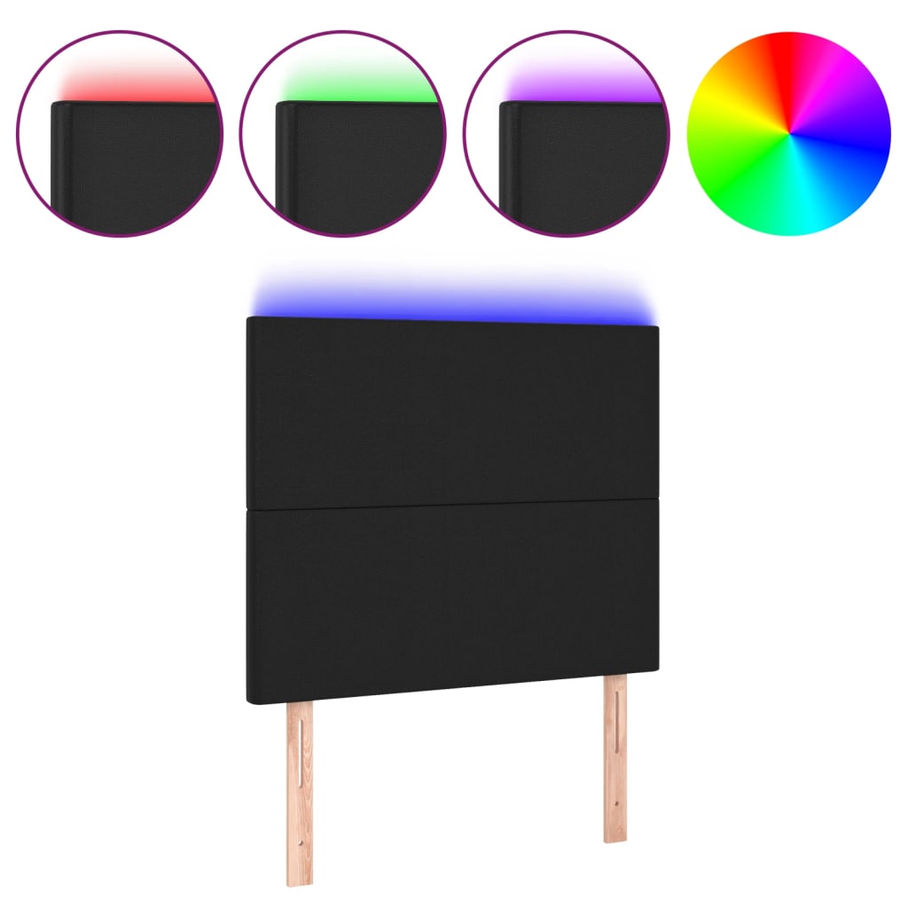 LED Kopfteil Schwarz 100x5x118/128 cm Kunstleder