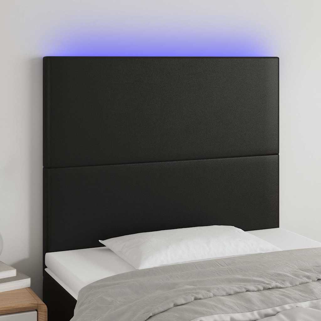 LED Kopfteil Schwarz 100x5x118/128 cm Kunstleder