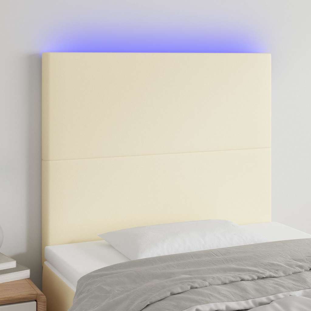 LED Kopfteil Creme 100x5x118/128 cm Kunstleder