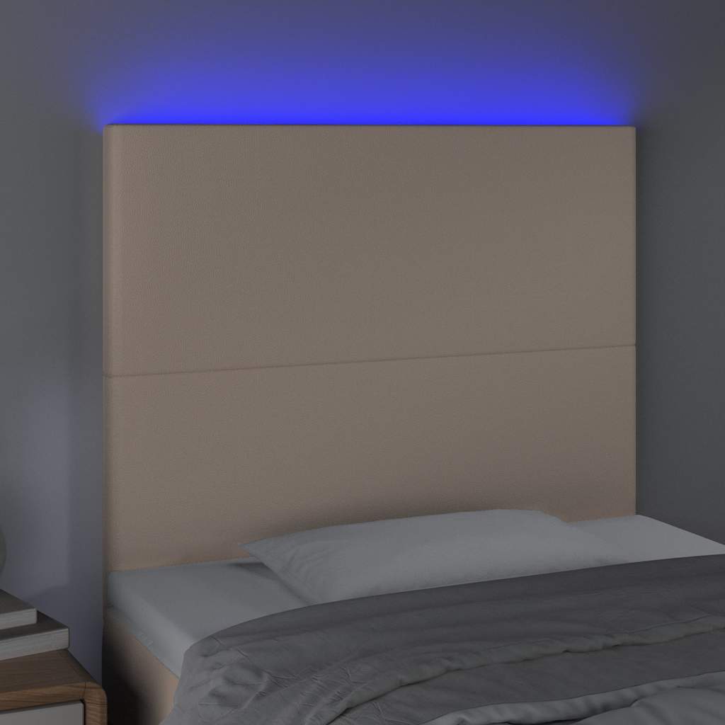 LED Kopfteil Cappuccino-Braun 100x5x118/128cm Kunstleder