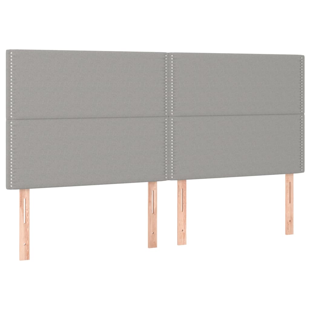 LED Kopfteil Hellgrau 200x5x118/128 cm Stoff