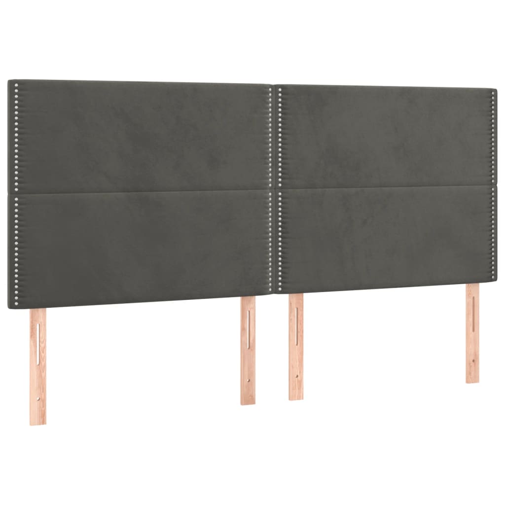 LED Kopfteil Dunkelgrau 200x5x118/128 cm Samt