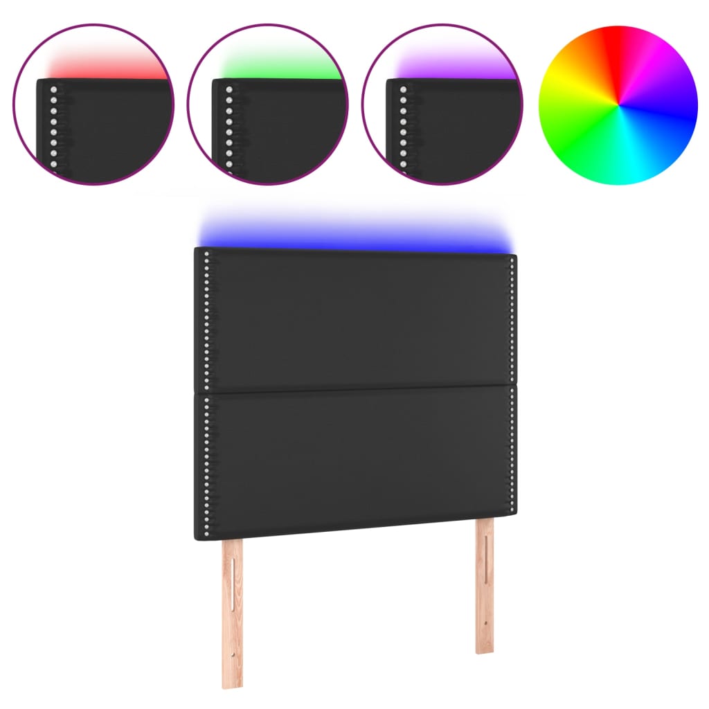 LED Kopfteil Schwarz 90x5x118/128 cm Kunstleder