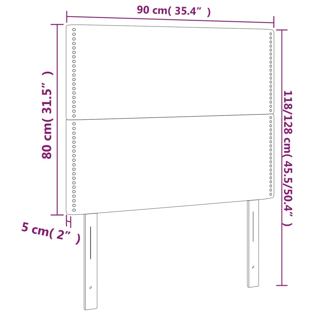 LED Kopfteil Schwarz 90x5x118/128 cm Kunstleder