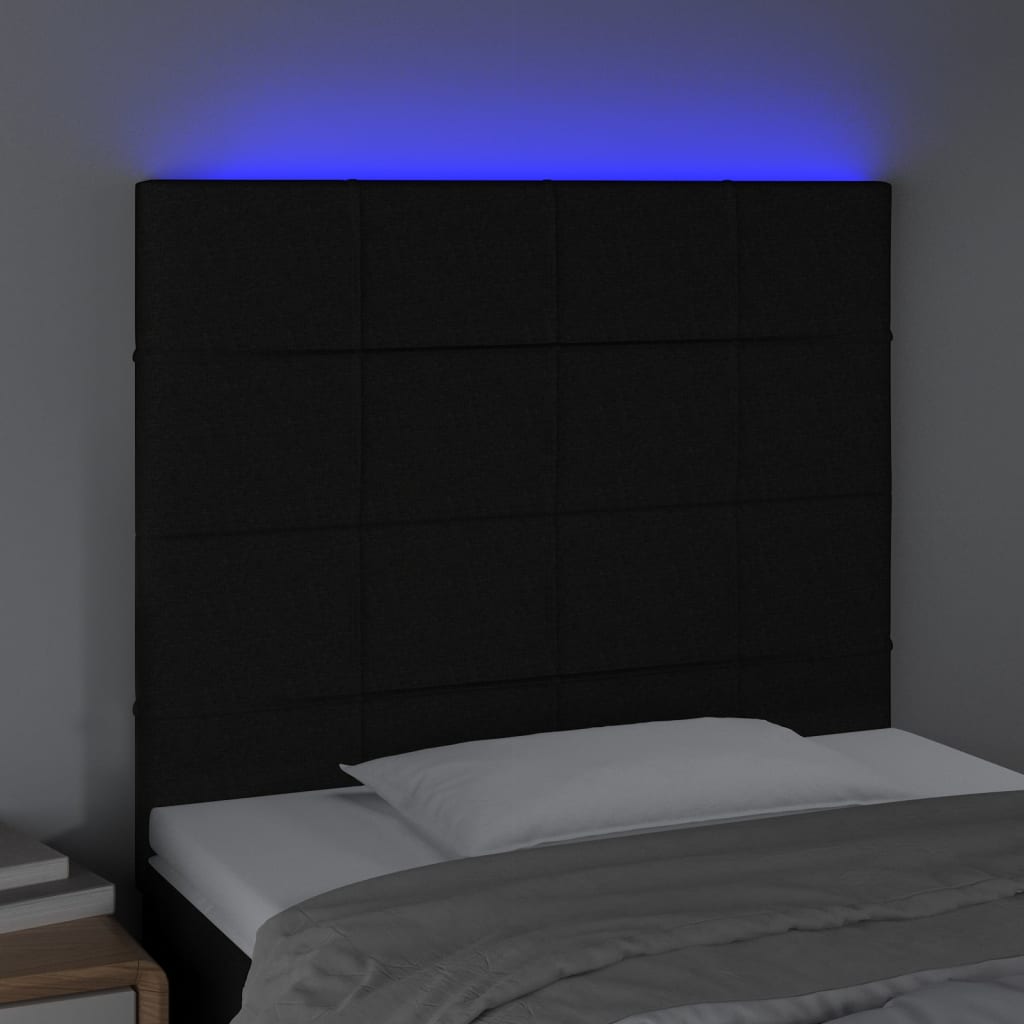 LED Kopfteil Schwarz 100x5x118/128 cm Stoff