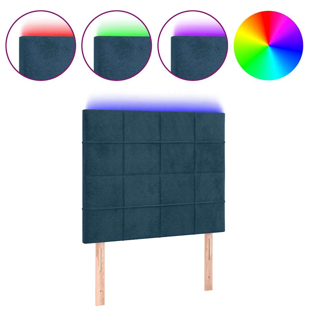 LED Kopfteil Dunkelblau 80x5x118/128 cm Samt