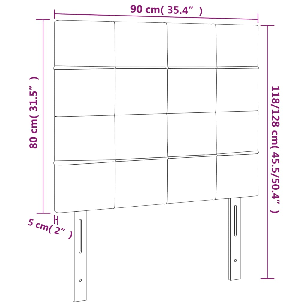 LED Kopfteil Schwarz 90x5x118/128 cm Samt
