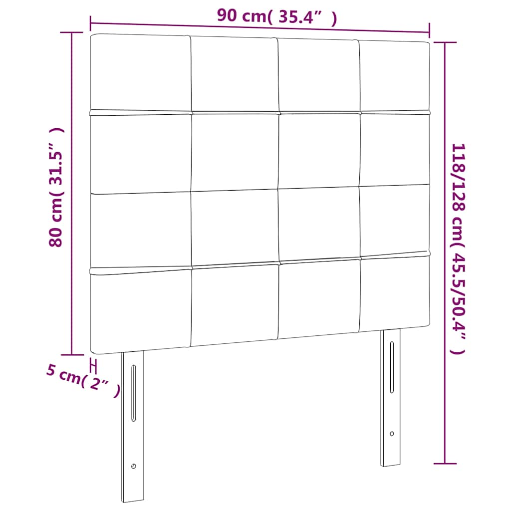 LED Kopfteil Schwarz 90x5x118/128 cm Samt