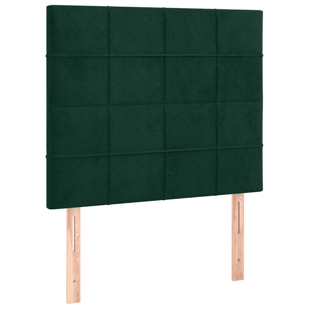 LED Kopfteil Dunkelgrün 100x5x118/128 cm Samt