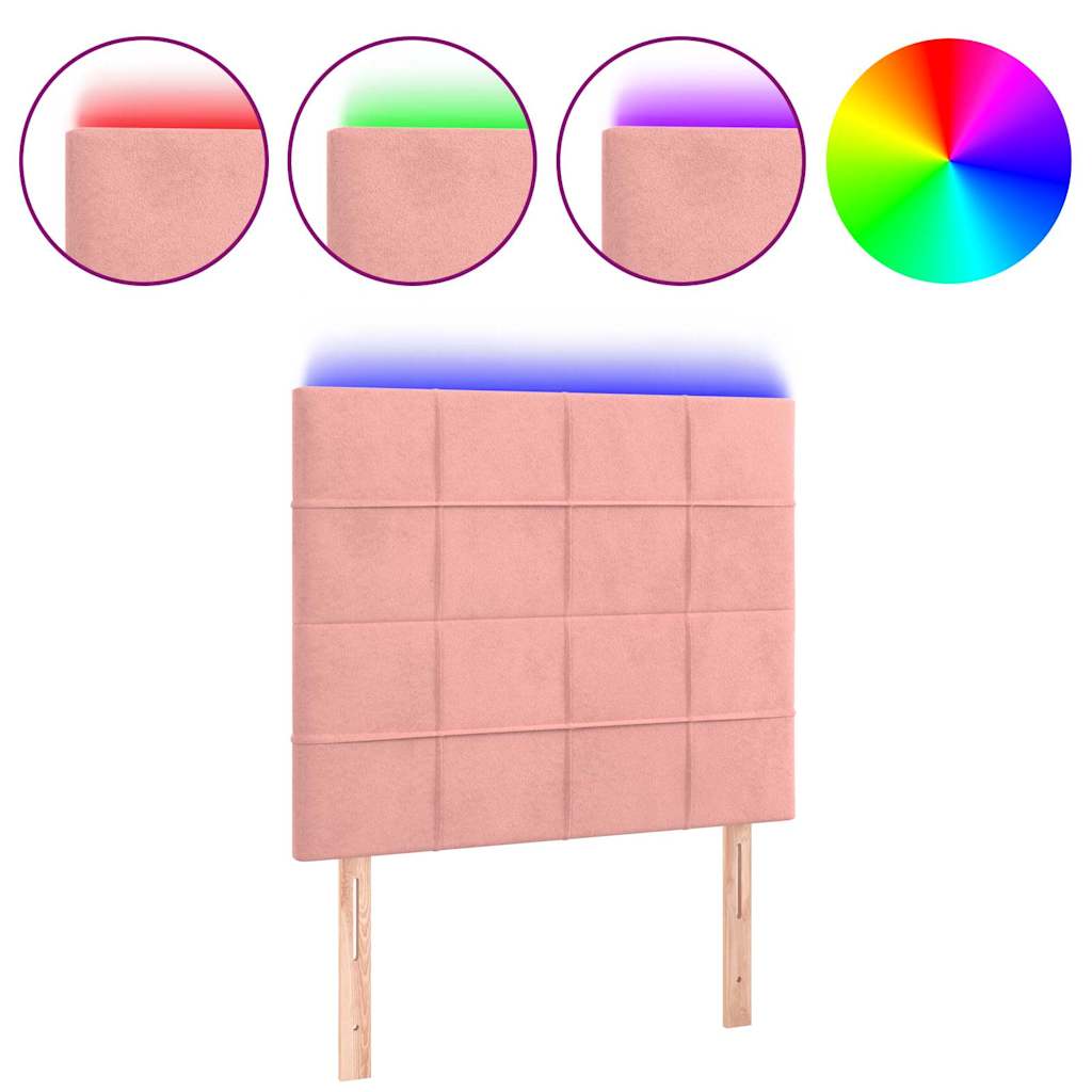 LED Kopfteil Rosa 100x5x118/128 cm Samt