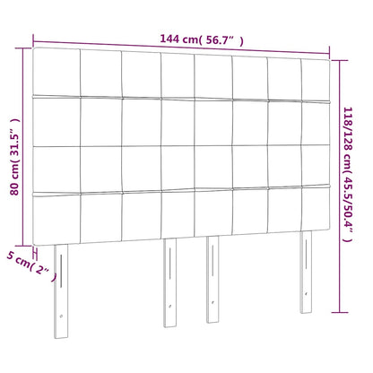 LED Kopfteil Schwarz 144x5x118/128 cm Samt