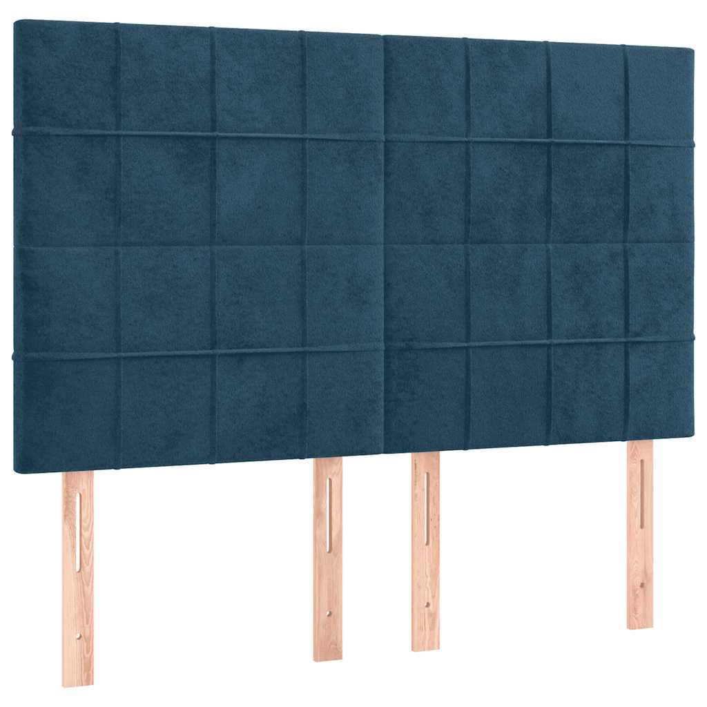 LED Kopfteil Dunkelblau 144x5x118/128 cm Samt