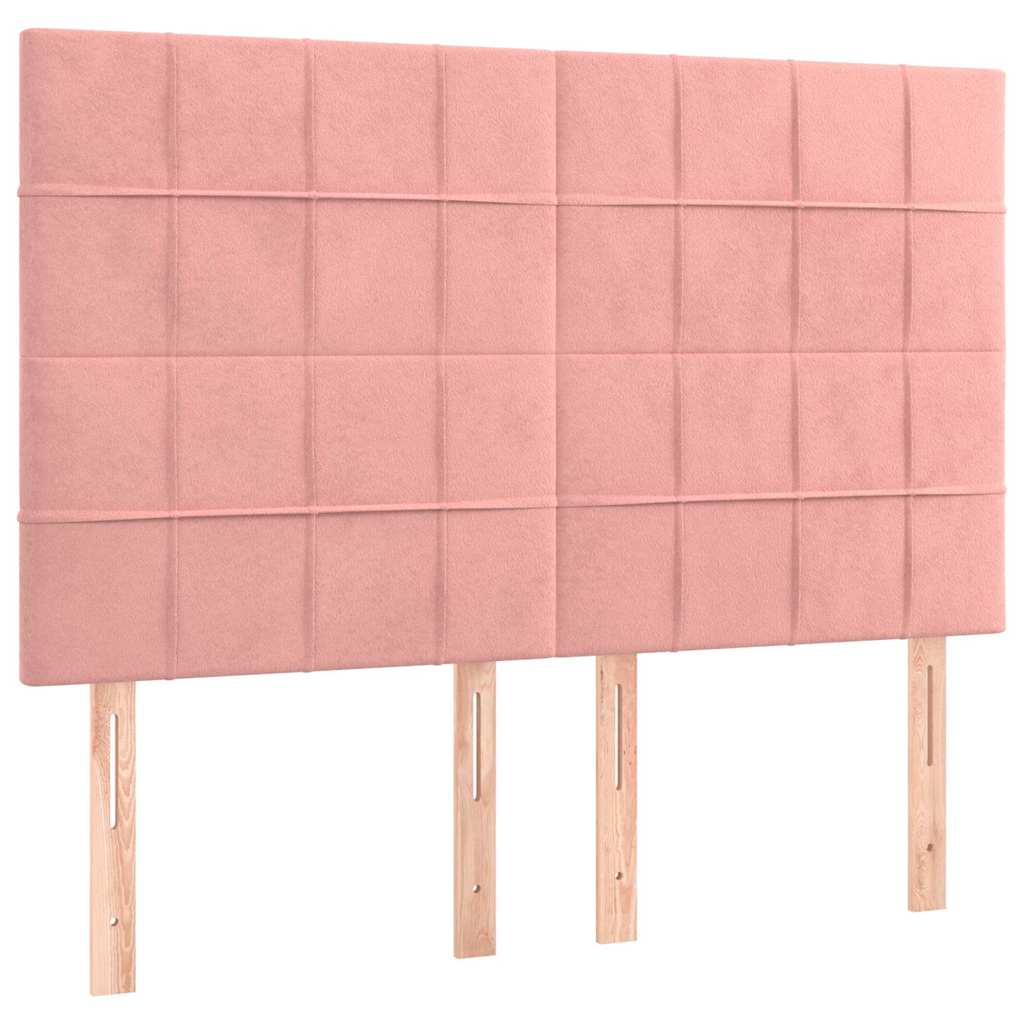 LED Kopfteil Rosa 144x5x118/128 cm Samt