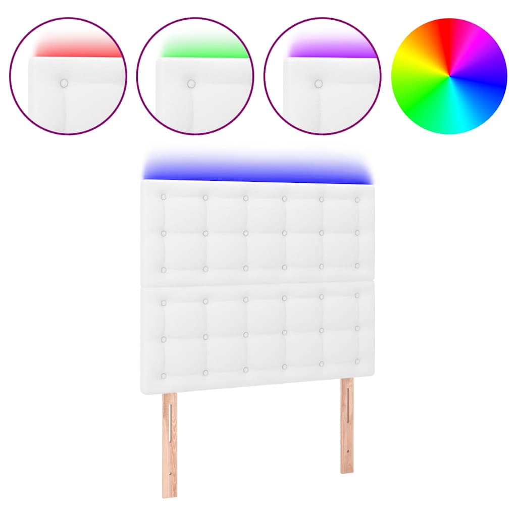 LED Kopfteil Weiß 80x5x118/128 cm Kunstleder