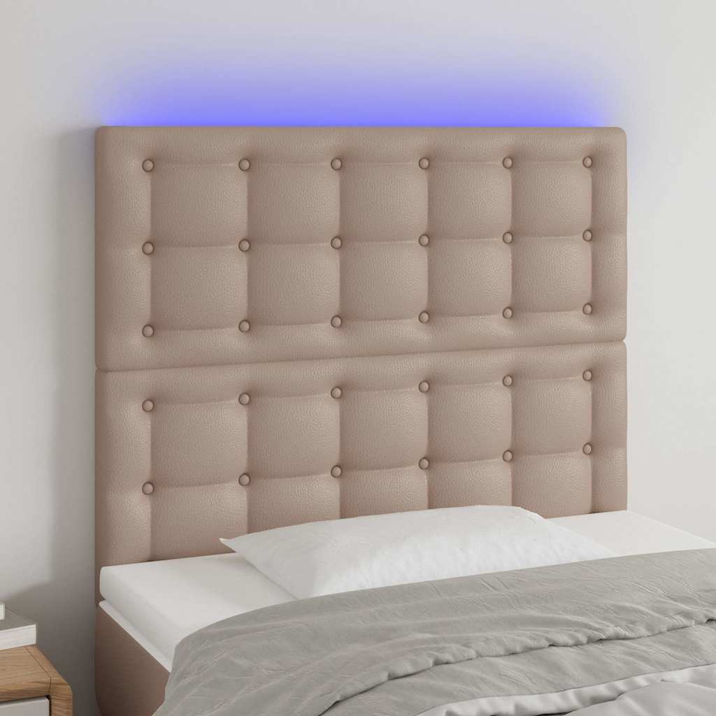 LED Kopfteil Cappuccino-Braun 80x5x118/128 cm Kunstleder
