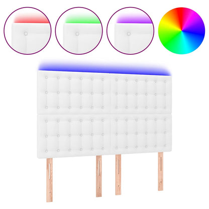 LED Kopfteil Weiß 144x5x118/128 cm Kunstleder