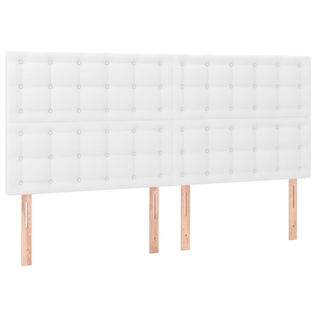 LED Kopfteil Weiß 200x5x118/128 cm Kunstleder