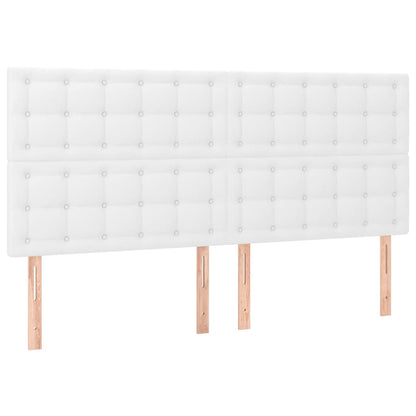 LED Kopfteil Weiß 200x5x118/128 cm Kunstleder
