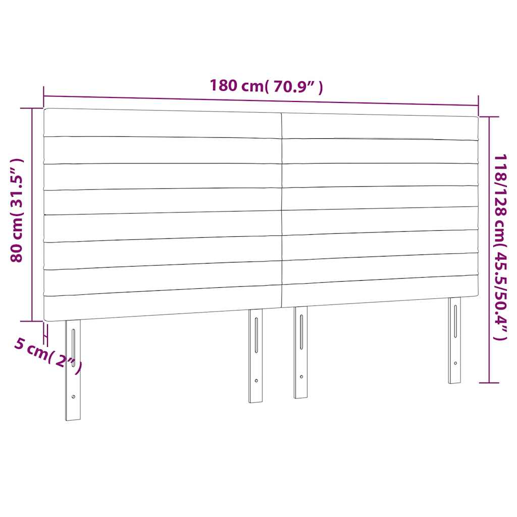 LED Kopfteil Schwarz 180x5x118/128 cm Stoff