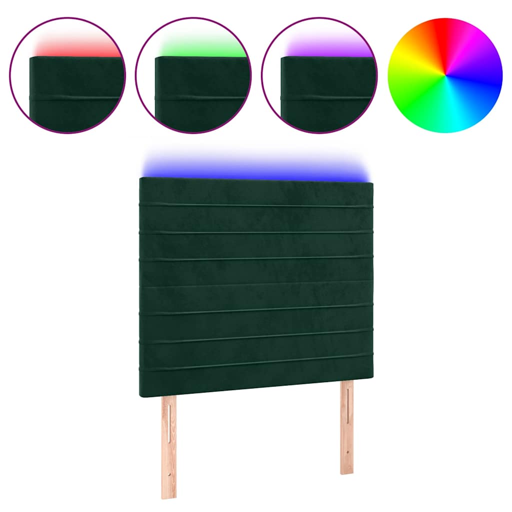 LED Kopfteil Dunkelgrün 80x5x118/128 cm Samt