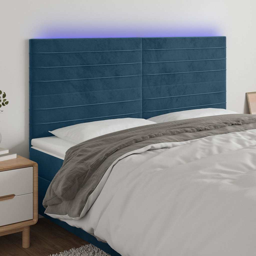 LED Kopfteil Dunkelblau 160x5x118/128 cm Samt