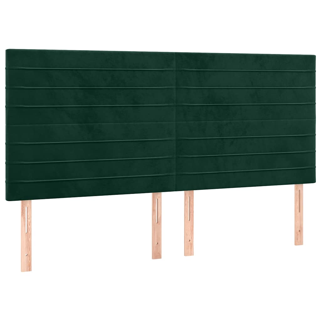 LED Kopfteil Dunkelgrün 200x5x118/128 cm Samt