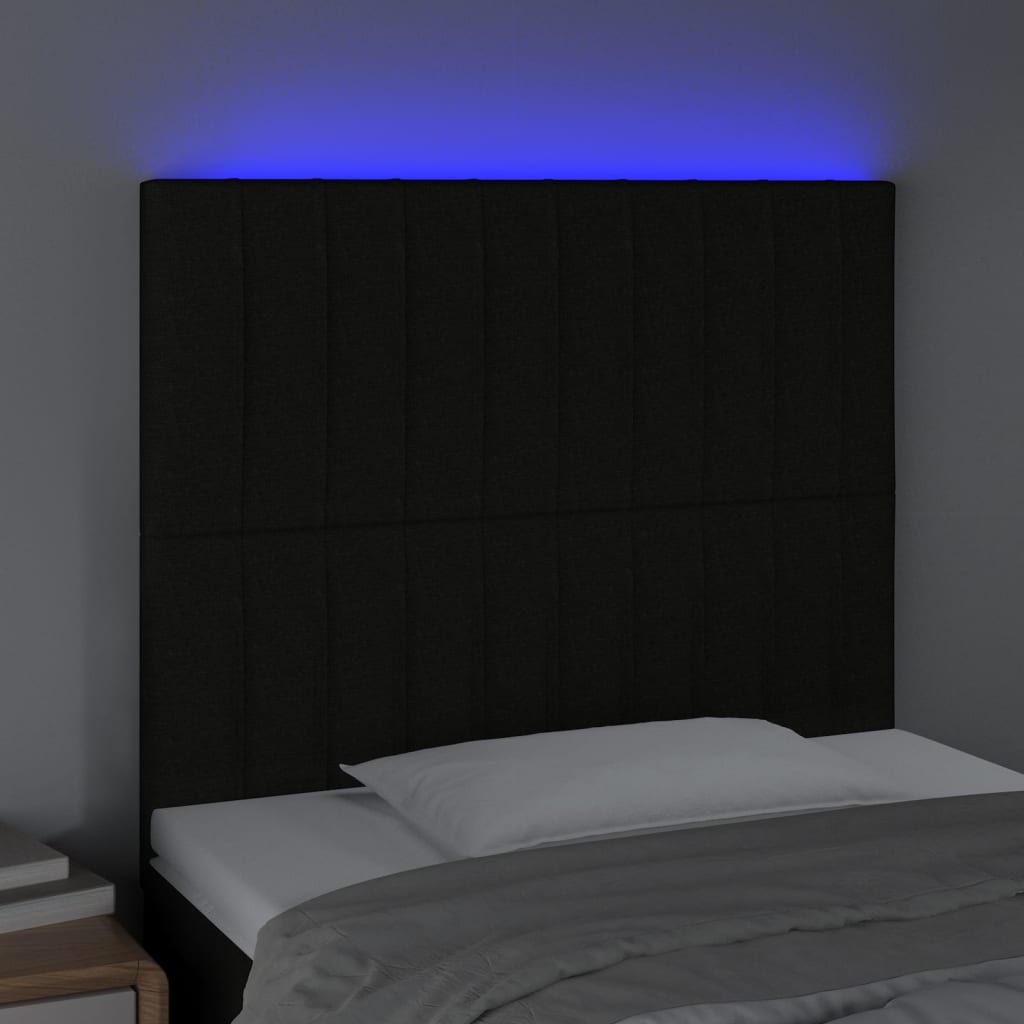 LED Kopfteil Schwarz 100x5x118/128 cm Stoff