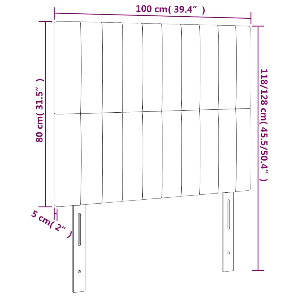 LED Kopfteil Schwarz 100x5x118/128 cm Stoff