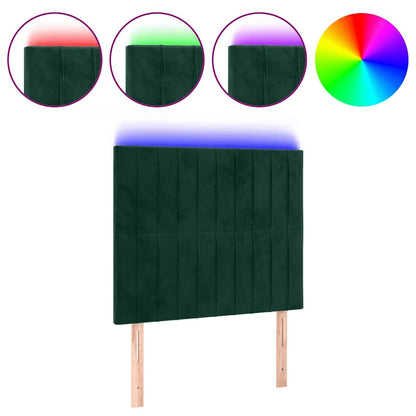 LED Kopfteil Dunkelgrün 90x5x118/128 cm Samt