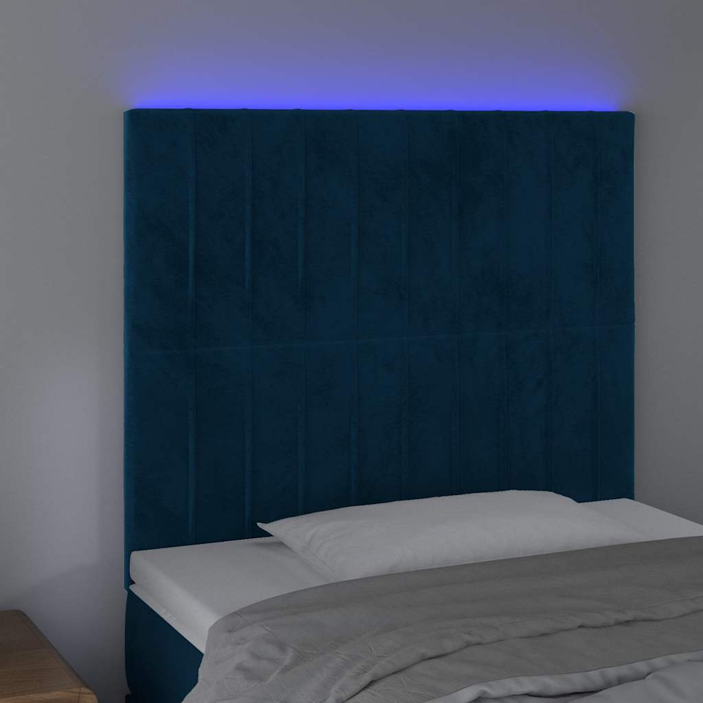 LED Kopfteil Dunkelblau 100x5x118/128 cm Samt