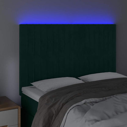 LED Kopfteil Dunkelgrün 144x5x118/128 cm Samt