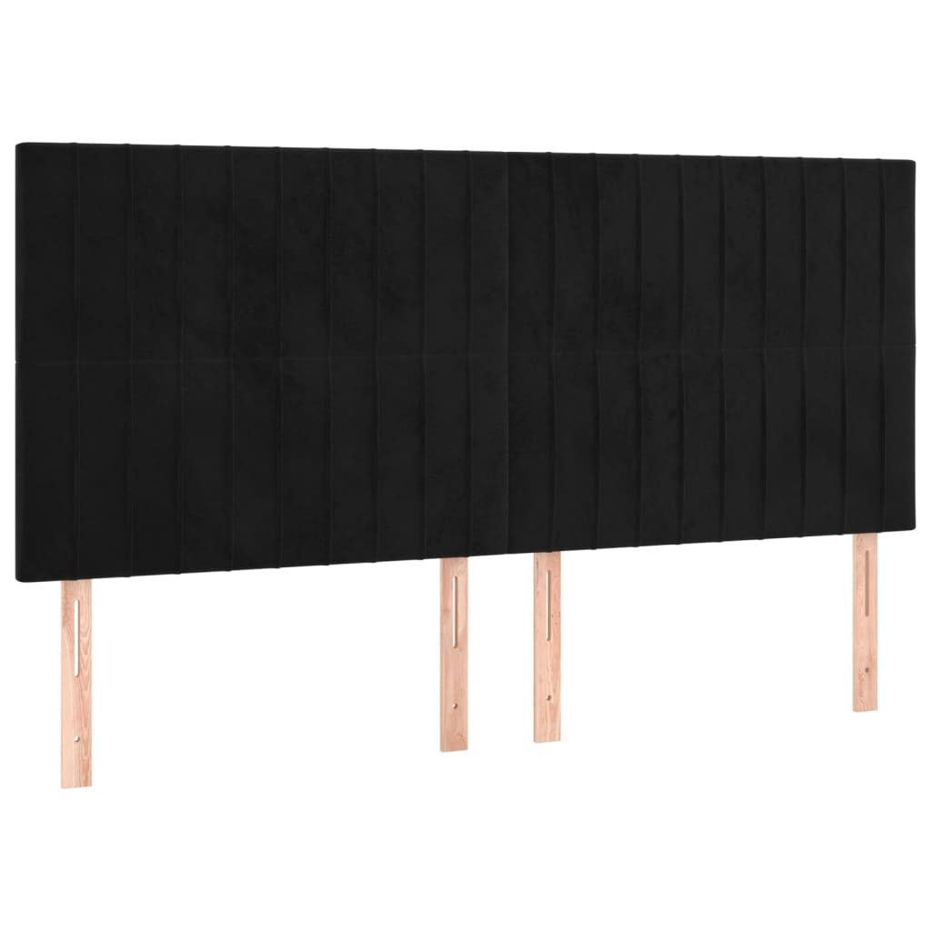 LED Kopfteil Schwarz 200x5x118/128 cm Samt