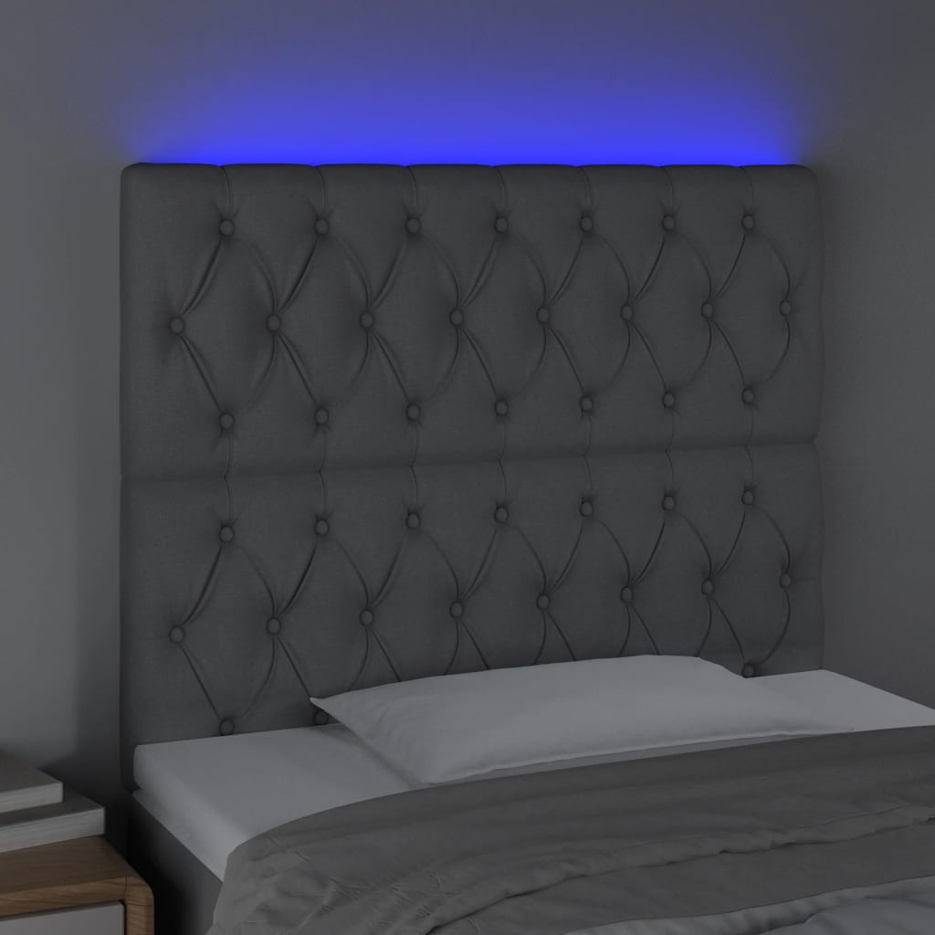 LED Kopfteil Hellgrau 90x7x118/128 cm Stoff