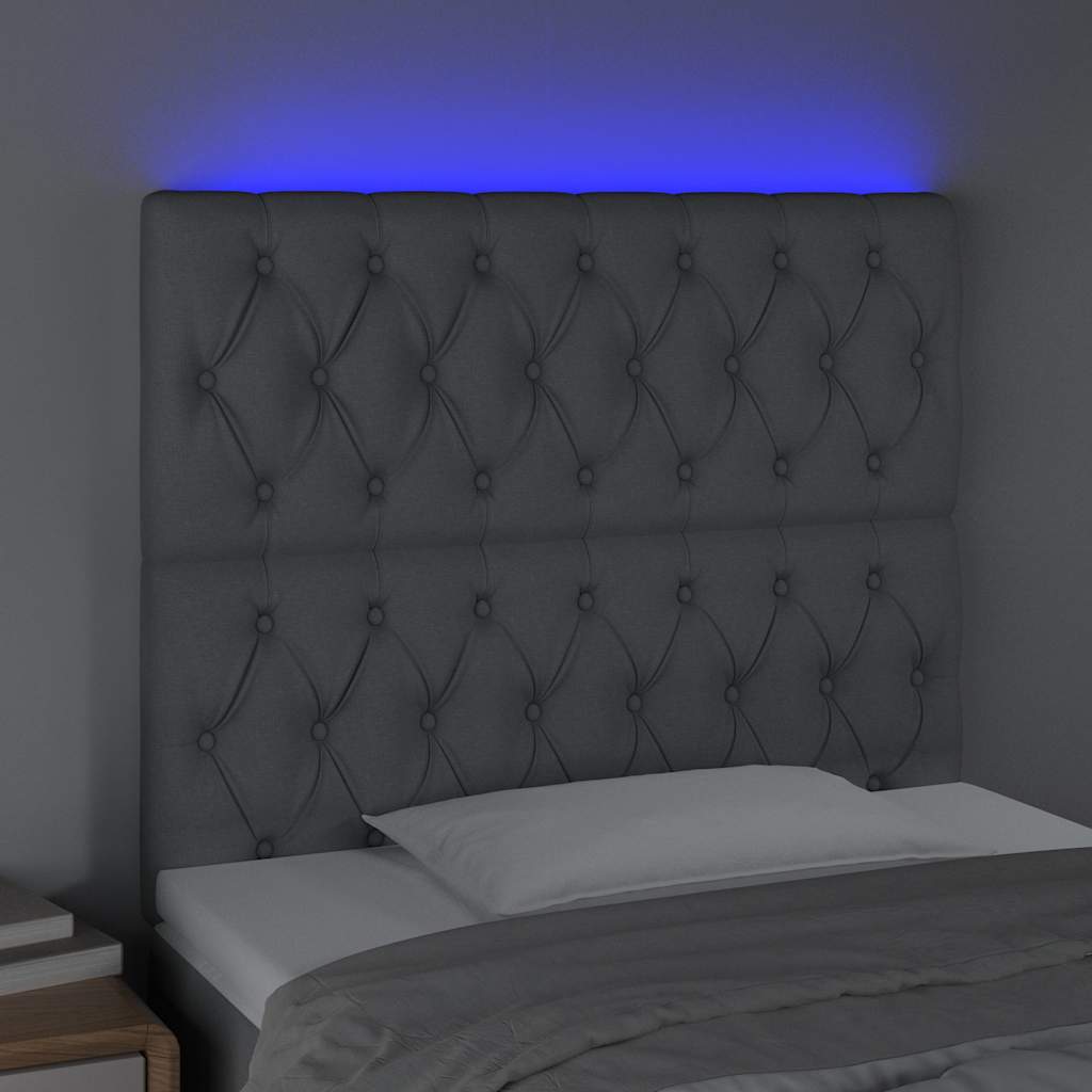 LED Kopfteil Hellgrau 90x7x118/128 cm Stoff
