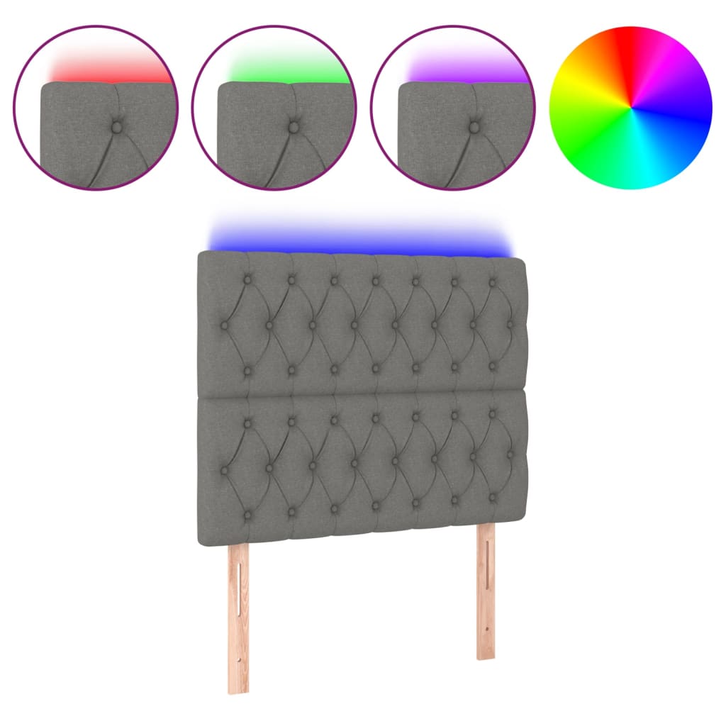 LED Kopfteil Dunkelgrau 100x7x118/128 cm Stoff