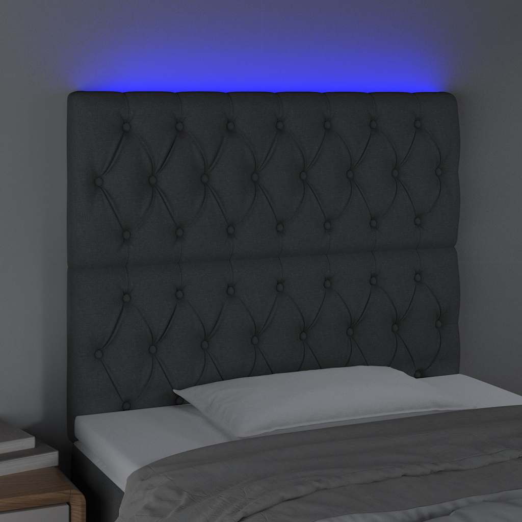 LED Kopfteil Dunkelgrau 100x7x118/128 cm Stoff