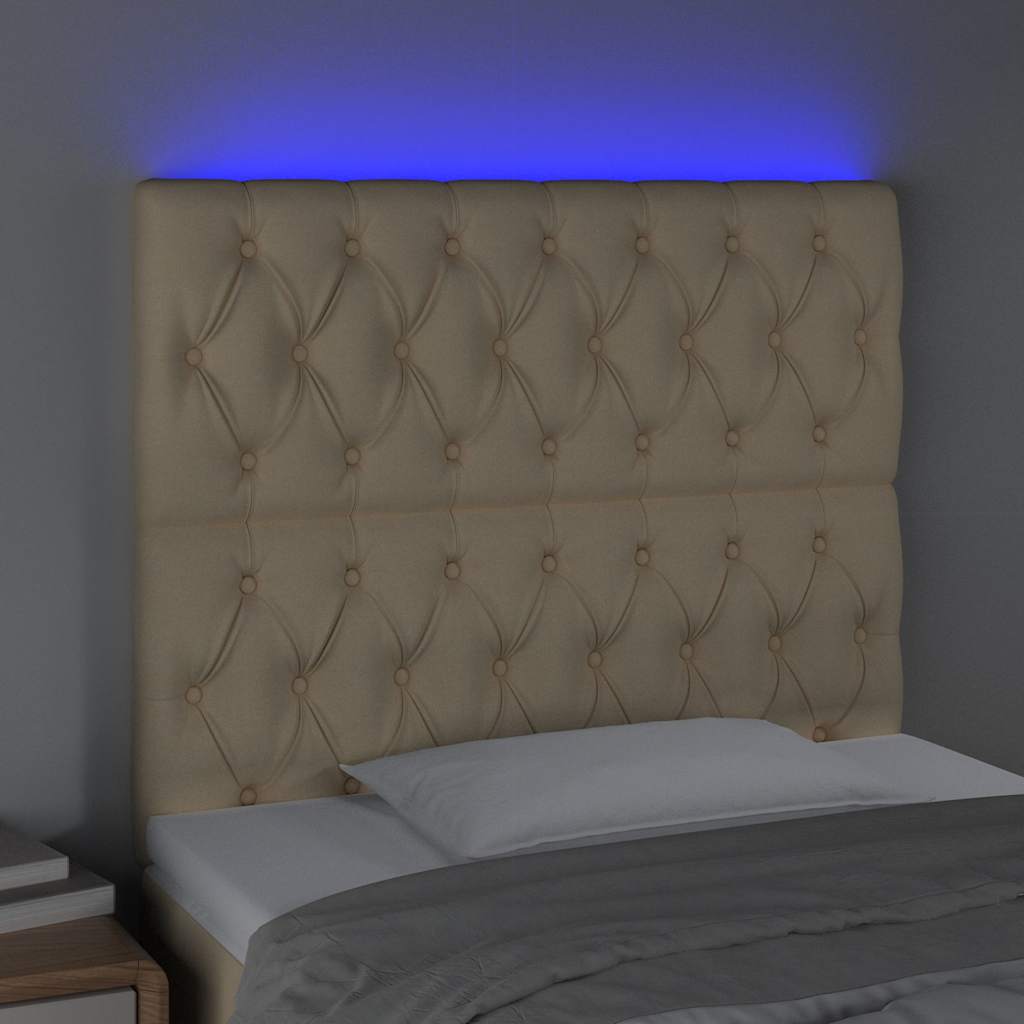 LED Kopfteil Creme 100x7x118/128 cm Stoff