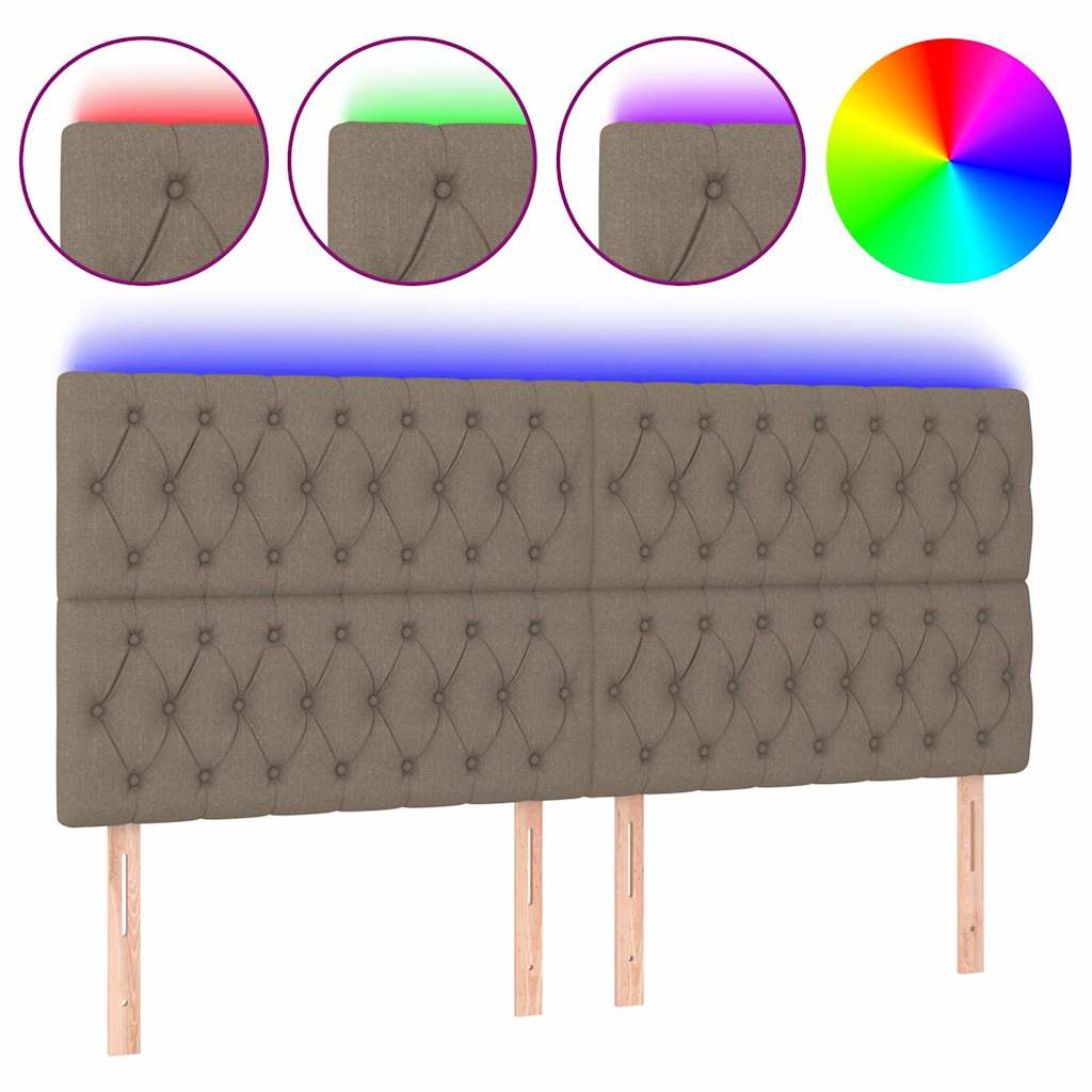 LED Kopfteil Taupe 200x7x118/128 cm Stoff