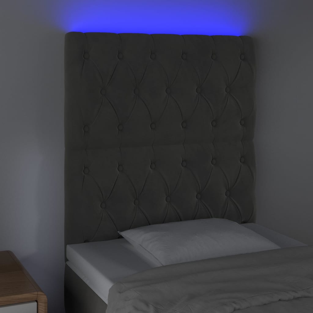 LED Kopfteil Dunkelgrau 80x7x118/128 cm Samt