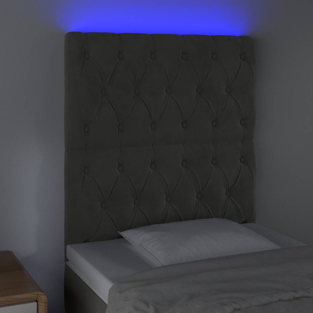 LED Kopfteil Dunkelgrau 80x7x118/128 cm Samt