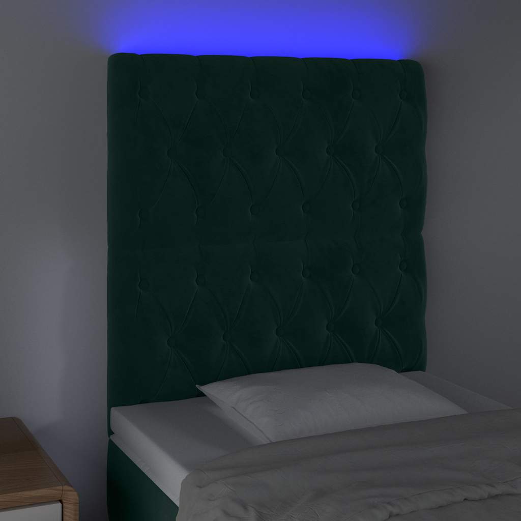 LED Kopfteil Dunkelgrün 80x7x118/128 cm Samt