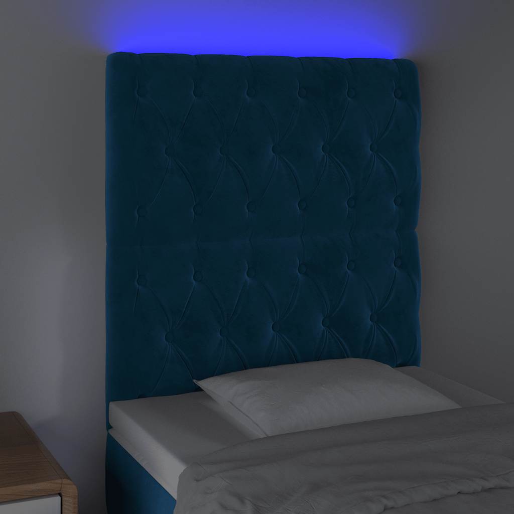 LED Kopfteil Dunkelblau 80x7x118/128 cm Samt