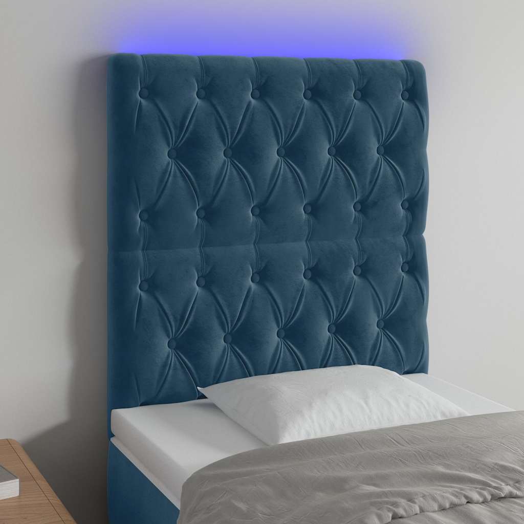 LED Kopfteil Dunkelblau 80x7x118/128 cm Samt