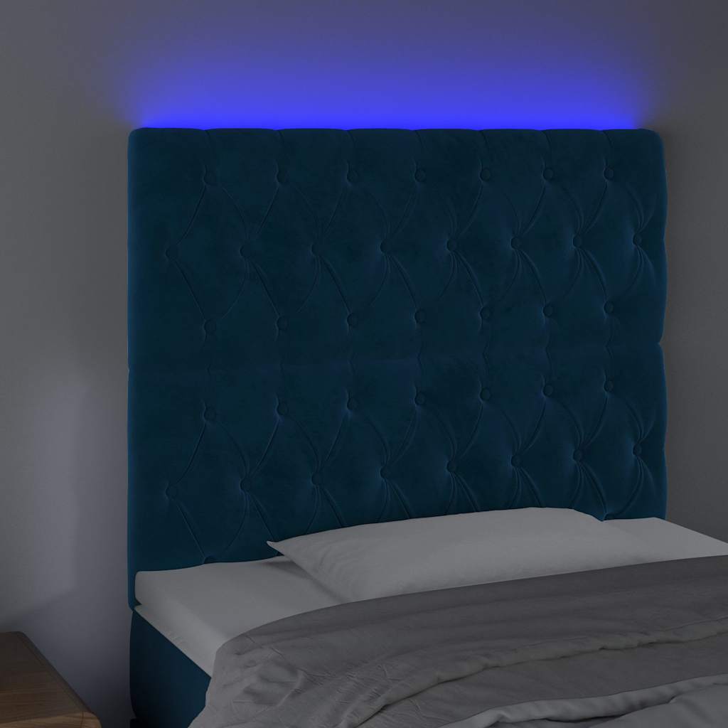 LED Kopfteil Dunkelblau 90x7x118/128 cm Samt