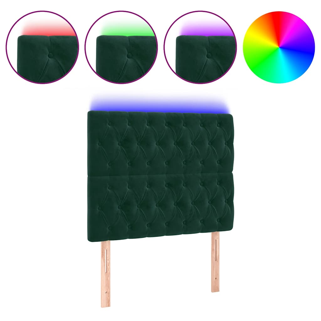 LED Kopfteil Dunkelgrün 100x7x118/128 cm Samt