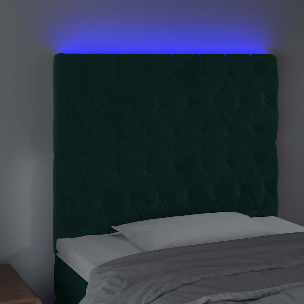 LED Kopfteil Dunkelgrün 100x7x118/128 cm Samt
